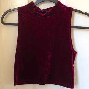 NEW w/tags F21 velvet maroon High neck crop top. Size M